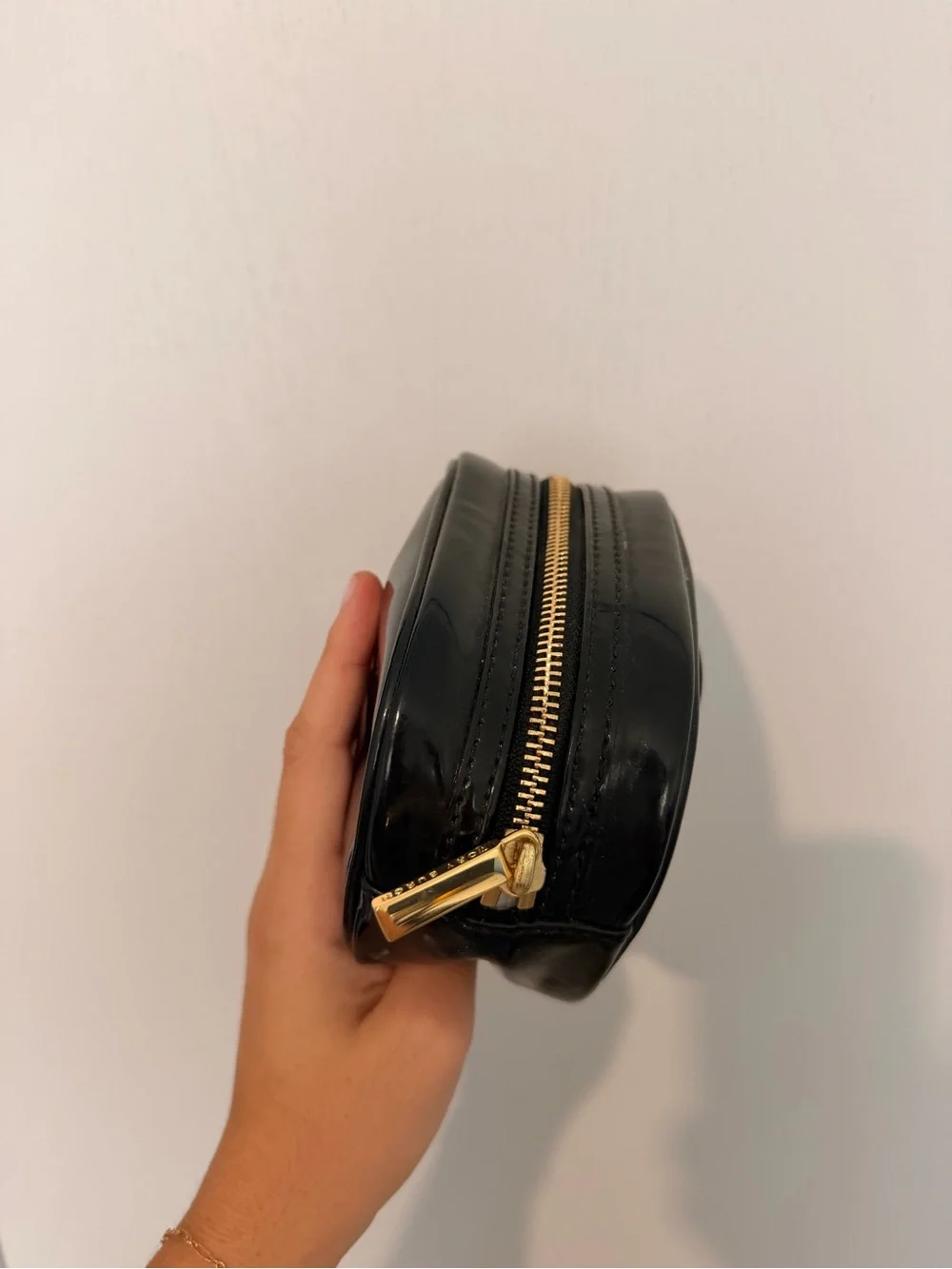 Tory Burch Black Patent Logo mini Cosmetic Case